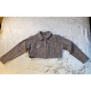 Gray Snake Print Denim Button up Jacket Olivaceous Women’s Large USED